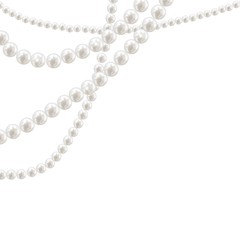 Vector pearl necklace on light background