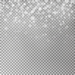 Wall Mural - Christmas falling snow vector isolated on dark background. Snowflake transparent decoration effect. 