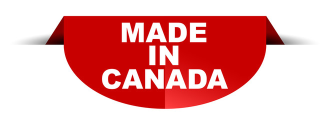 red vector round banner made in canada