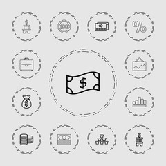 Sticker - Collection of 13 money outline icons