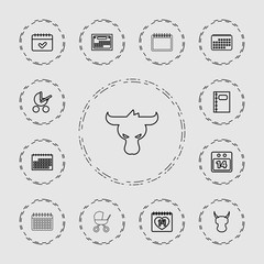 Wall Mural - Collection of 13 calendar outline icons