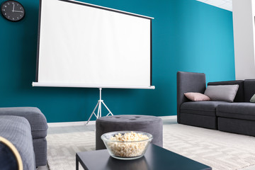 Wall Mural - Interior of modern room with home cinema