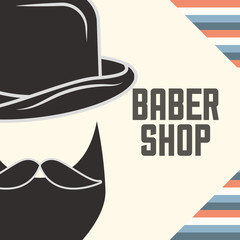 Wall Mural - baber shop gentleman moustache using hat sign colors cut vector illustration