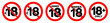 Under 18 not allowed sign. Number eighteen in red crossed circle.