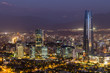 Night view of Santiago de Chile, city illuminated at sunset.