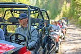 Fototapeta Panele - man riding atv vehicle on off road track ,people outdoor sport activitiies theme