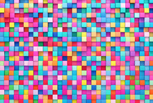 3D Rendering Abstract Background Of Multi-colored Cubes Wall
