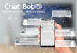© vectorpocket - Online chatbot vector concept background. Human hand holding smartphone, user chatting in messenger and asking smart robot for help. Support service with artificial intelligence, automatic chat bot