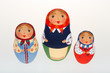 Three Russian dolls babushka matryoshka isolated on white background