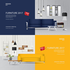 Wall Mural - 2 Banner Furniture Sale Design Template Vector Illustration