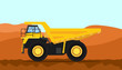 © teguhjatipras - a big dump heavy truck with yellow color and mountain background vector illustration
