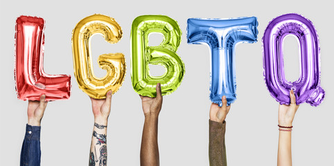 Sticker - Rainbow alphabet balloons forming the word LGBTQ