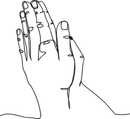 prayer hand. continuous line. vector