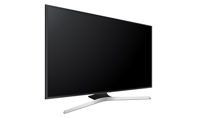 Wall Mural - wide television screen mock up with side perspective view, isolated on white background. vector illu