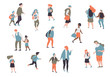 © Doloves - Set character different students go to school