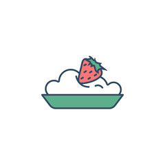 Poster - ice cream with strawberries in plate colored dusk style icon. Element of ice cream icon for mobile concept and web apps. Dusk style ice cream with strawberries in plate icon