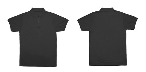 Wall Mural - blank polo shirt color black front and back view on white background