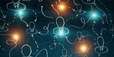 Canvas Print - Hand drawn social network presentation sketch