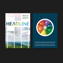 Wall Mural - Modern Style Tiled Flyer or Cover Design for Your Business with Blurred Hills and Sky View Image - Applicable for Reports, Presentations, Placards, Posters - Creative Vector Template 