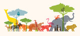 Fototapeta Fototapety na ścianę do pokoju dziecięcego - Group of Wild Animals, Zoo, Silhouette, Colourful Shape