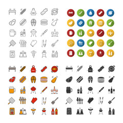 Sticker - Barbecue icons set