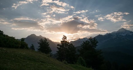 Wall Mural - sunrise in mountains time lapse 