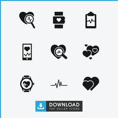 Poster - Collection of 9 heartbeat filled icons