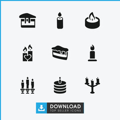 Poster - Collection of 9 candle filled icons