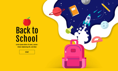back to school sale banner, poster, flat design colorful, vector