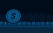 © iamchamp - abstract financial chart with dollar coin on blue color background
