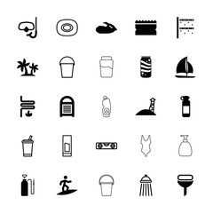 Canvas Print - Collection of 25 water filled and outline icons