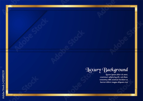 Abstract Blue Background In Premium Concept With Golden Border
