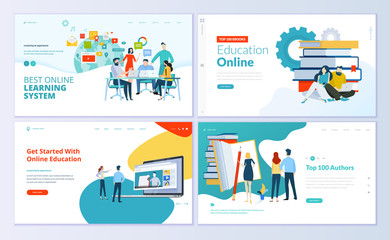 set of web page design templates for e-learning, online education, e-book. modern vector illustratio