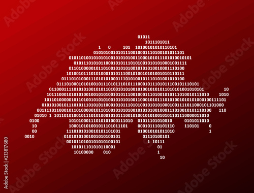Fotografie, Obraz Switzerland white map with binary code on red background vector