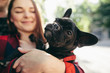 © Victoriya Bulyha - Loving couple with pet french bulldog