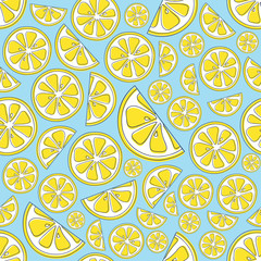 Wall Mural - summer background with cute hand drawn lemons. vector.