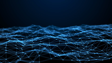 Aufkleber - Network connection dots and lines. Technology background. Plexus. Big data background. 3d rendering.