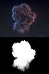 Wall Mural - dangerous cloud of dark smoke after an explosion with alpha channel. 3d rendering