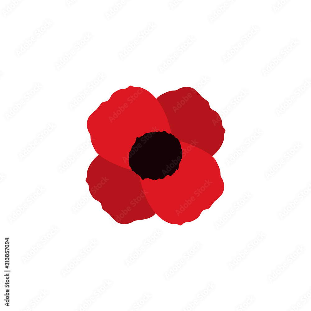 poppy vector flower memorial symbol world war icon - obrazy, fototapety, plakaty 