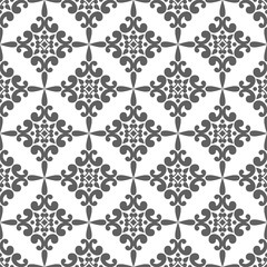  Ornate abstract seamless vector pattern. Gray on white background