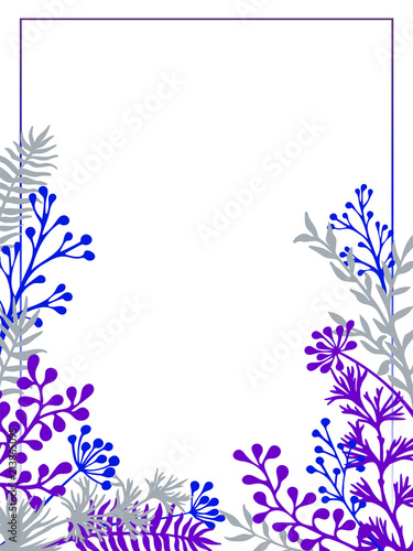 Herbal twigs and branches border vector invitation card.