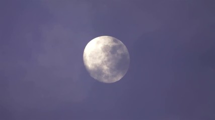 Wall Mural - Big full moon behind moving clouds in 4K 