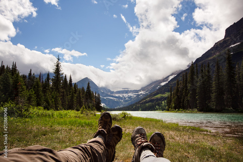 Fotografia, Obraz Taking Time out from Hiking to Stop and Smell the Roses | Glacier National Park