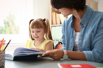 Poster - Female teacher helping child with assignment at school