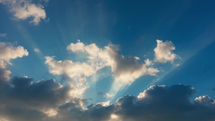 Wall Mural - Beautiful sky with sun rays. Professional 4k time lapse, no birds, no flicker.
