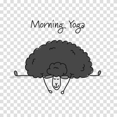 Fototapete - Funny sheep doing yoga, sketch for your design