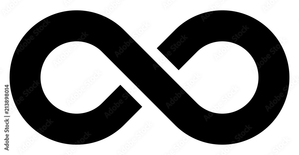 infinity symbol black - simple with discontinuation - isolated - vector - obrazy, fototapety, plakaty 