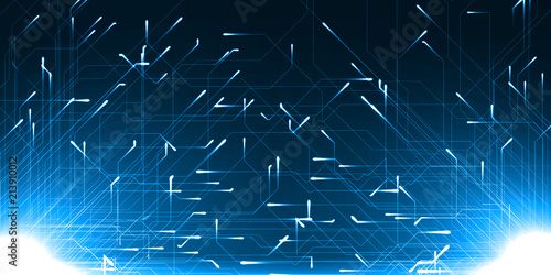 Fotografía technology abstract of two source and moving particules with energy trails