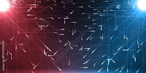 Fotografía technology abstract of two source and moving particules with energy trails