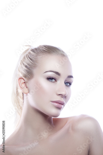 Beauty Portrait Of Caucasian Young Model Woman Blonde Hair